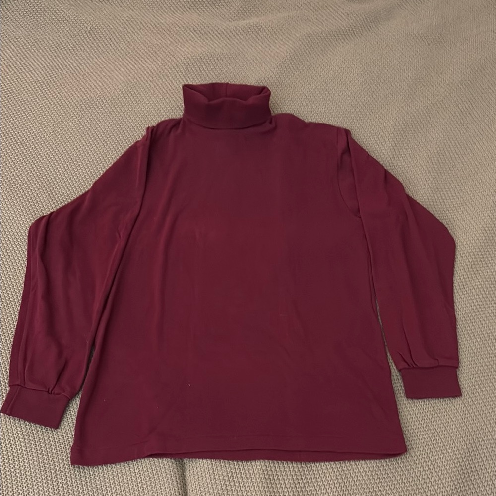 Burgundy Turtleneck Long Sleeve Top